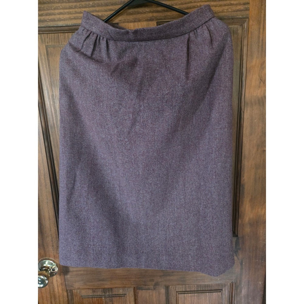 Vintage ILGWU Heathered Plum Tweed Wool Blend Pleated Pencil‎ Skirt Made in USA